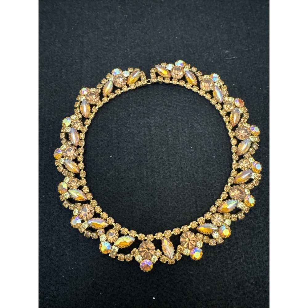 Rare Juliana D&E 1960's AB Champagne Marquis Rhinestone Cocktail Necklace Collar